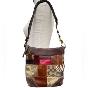 Vintage Coach Y2K 10435 Crossbody Shoulder Bag Patchwork Design Duffle Sac Brass